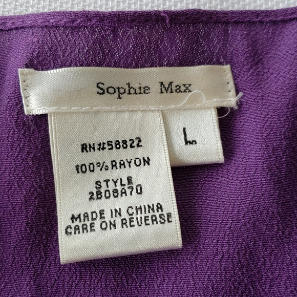 SOPHIE MAX❤Rayon Stitched Long Side Tie Blouse LG - Picture 6 of 6